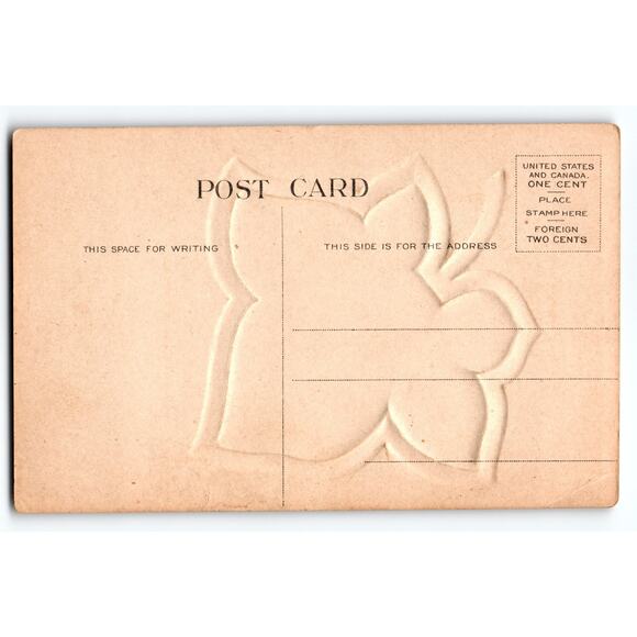 Vintage Embossed Leaf Shape Postcard Ploughman Scene Early 1900s - Picture 2 of 2